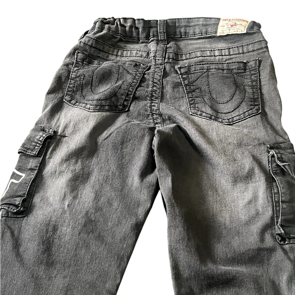 True Religion NWT Ricky relaxed straight cargo jeans in black adjustable waist - Picture 4 of 11